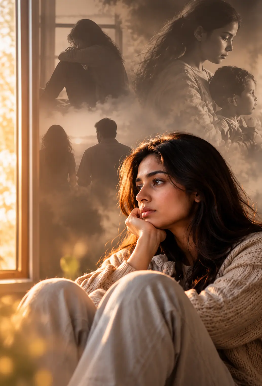 Woman reflecting on past experiences
